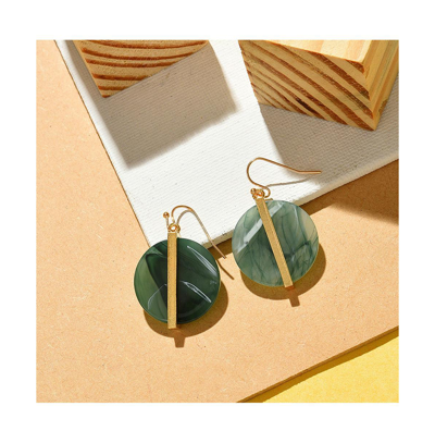 Shop Sohi Women's Green Textured Circular Drop Earrings