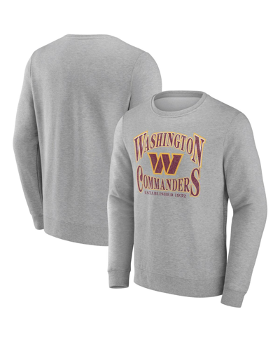 Shop Fanatics Men's  Heather Gray Distressed Washington Commanders Playability Pullover Sweatshirt