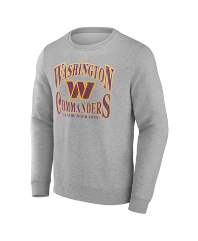 Shop Fanatics Men's  Heather Gray Distressed Washington Commanders Playability Pullover Sweatshirt