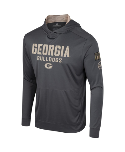 Colosseum Charcoal Georgia Bulldogs Oht Military Appreciation Long Sleeve Hoodie T-shirt In Charcoal