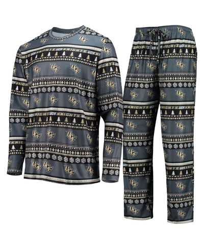 Shop Concepts Sport Men's  Charcoal Ucf Knights Ugly Sweater Long Sleeve T-shirt And Pants Sleep Set