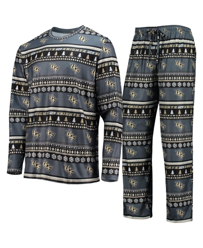 Concepts Sport Charcoal Ucf Knights Ugly Sweater Long Sleeve T-shirt And Pants Sleep Set In Charcoal