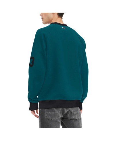 Shop Tommy Hilfiger Men's  Midnight Green Philadelphia Eagles Reese Raglan Tri-blend Pullover Sweatshirt
