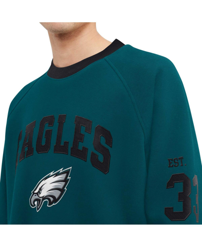 Shop Tommy Hilfiger Men's  Midnight Green Philadelphia Eagles Reese Raglan Tri-blend Pullover Sweatshirt