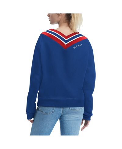 Shop Tommy Hilfiger Women's  Royal New York Giants Heidi Raglan V-neck Sweater