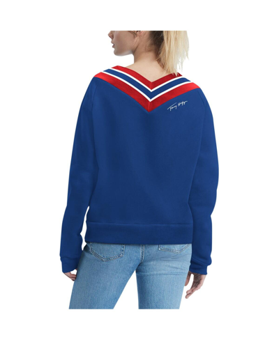 Tommy Hilfiger Royal New York Giants Heidi Raglan V-neck Sweater In Royal