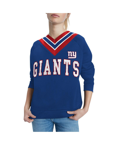 Shop Tommy Hilfiger Women's  Royal New York Giants Heidi Raglan V-neck Sweater