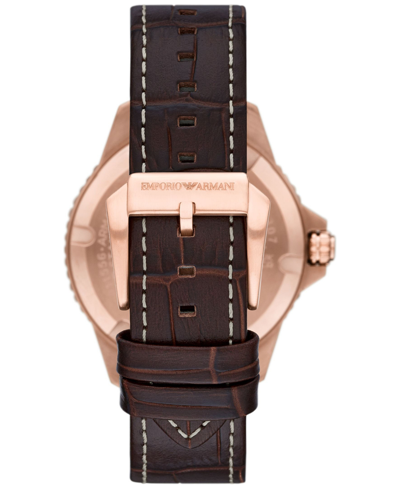 Shop Emporio Armani Men's Brown Leather Strap Watch 42mm