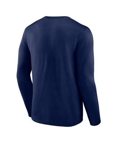 Shop Fanatics Men's  Navy New England Patriots Stack The Box Long Sleeve T-shirt