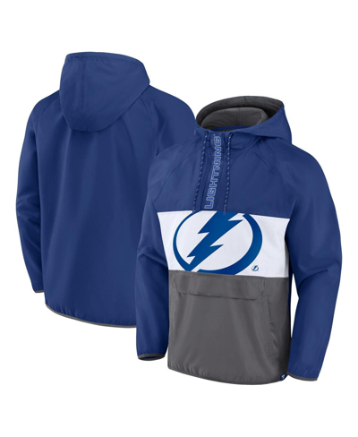 Shop Fanatics Men's  Blue Tampa Bay Lightning Flagrant Foul Anorak Raglan Half-zip Hoodie Jacket
