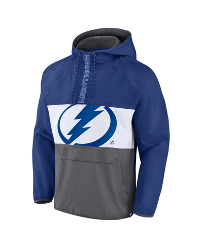 Shop Fanatics Men's  Blue Tampa Bay Lightning Flagrant Foul Anorak Raglan Half-zip Hoodie Jacket