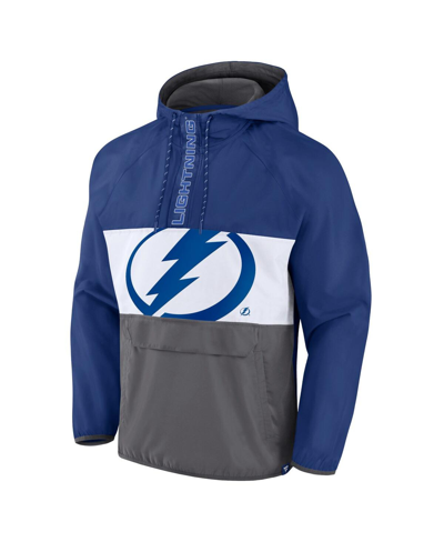 Fanatics Branded Blue Tampa Bay Lightning Flagrant Foul Anorak Raglan Half-zip Hoodie Jacket In Blue