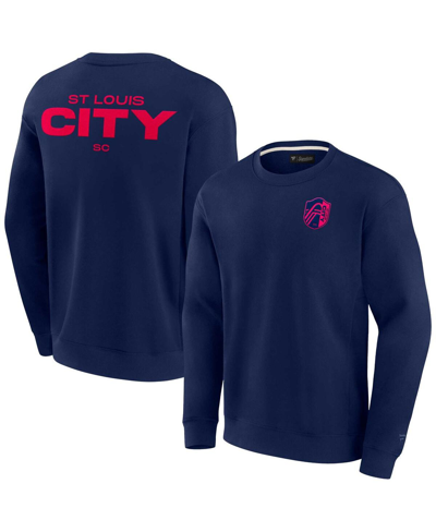 Fanatics Signature Men's And Women's  Navy St. Louis City Sc Super Soft Fleece Crew Pullover Sweatshi In Navy
