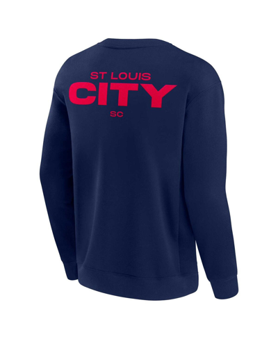 Fanatics Signature Men's And Women's  Navy St. Louis City Sc Super Soft Fleece Crew Pullover Sweatshi In Navy