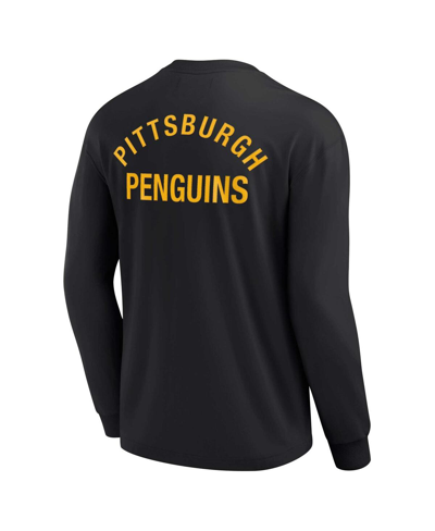 Fanatics Signature Unisex   Black Pittsburgh Penguins Super Soft Pullover Crew Sweatshirt In Black