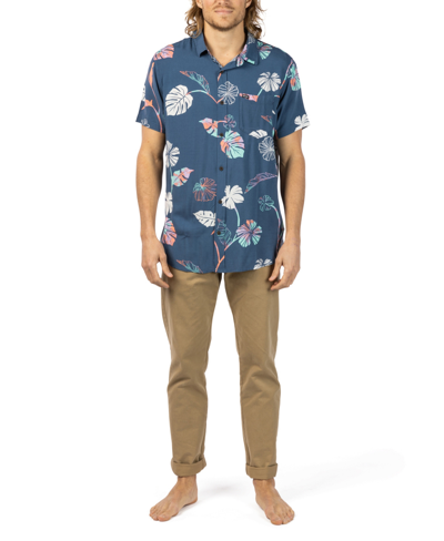 Shop Rip Curl Men's Mod Tropics Short Sleeve Shirt In Washed Navy