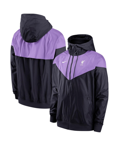Shop Nike Men's  Purple Liverpool Windrunner Hoodie Full-zip Jacket