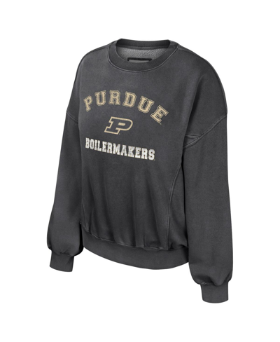 Shop Colosseum Women's  Black Purdue Boilermakers Audrey Washed Pullover Sweatshirt