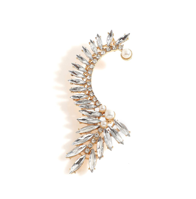 Sohi Gold Plated Stones Ear Cuff In Silver