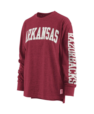 Shop Pressbox Women's  Heathered Cardinal Arkansas Razorbacks Two-hit Canyon Long Sleeve T-shirt