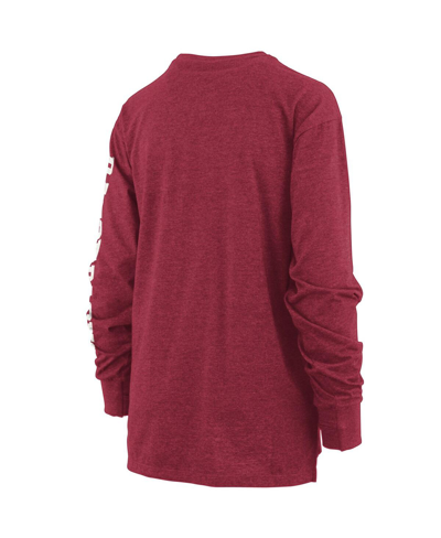 Shop Pressbox Women's  Heathered Cardinal Arkansas Razorbacks Two-hit Canyon Long Sleeve T-shirt