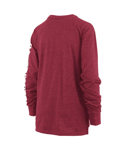 Pressbox Heathered Cardinal Arkansas Razorbacks Two-hit Canyon Long Sleeve T-shirt In Heathered Cardinal