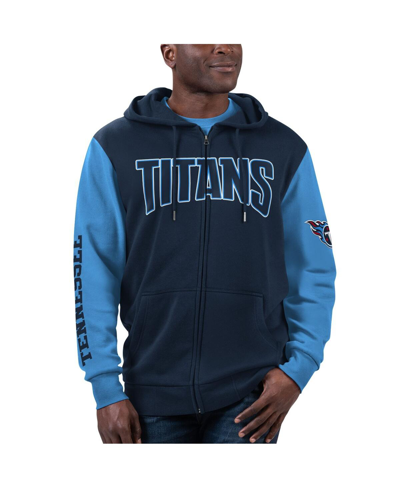 Shop G-iii Sports By Carl Banks Men's  Navy, Light Blue Tennessee Titans T-shirt And Full-zip Hoodie Combo In Navy,light Blue