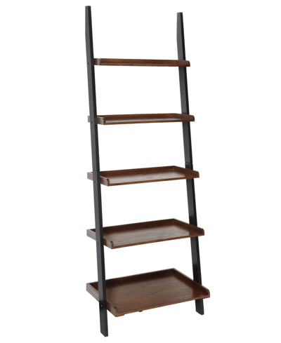 Convenience Concepts 25" Solid Pine American Heritage Bookshelf Ladder In Dark Walnut,black