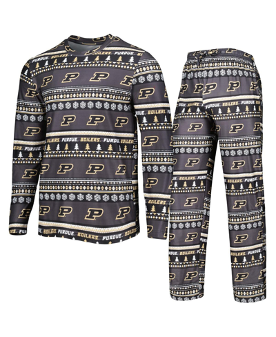 Shop Concepts Sport Men's  Black Purdue Boilermakers Swivel Long Sleeve T-shirt And Pants Sleep Set