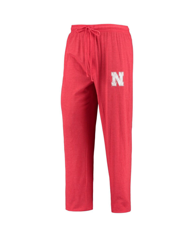 Concepts Sport Scarlet/heathered Charcoal Nebraska Huskers Meter Long Sleeve T-shirt & Pants Sleep S In Scarlet,heathered Charcoal