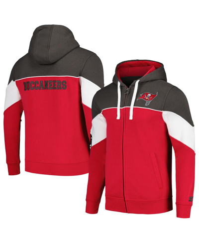 Starter Men's  Red, Pewter Tampa Bay Buccaneers Running Back Full-zip Hoodie In Red,pewter