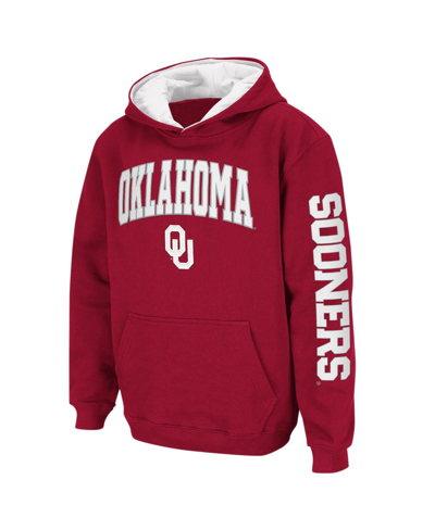 Colosseum Youth Boys Oklahoma Sooners 2-hit Team Pullover Hoodie In Crimson