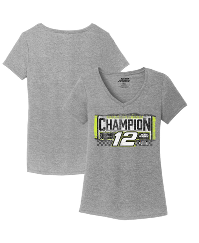 Shop Team Penske Women's  Heather Gray Ryan Blaney 2023 Nascar Cup Series Champion V-neck T-shirt