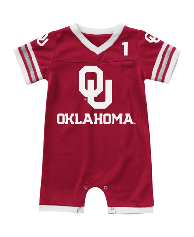 Colosseum Newborn And Infant Boys And Girls  Crimson Oklahoma Sooners Bumpo Football Logo Romper In Crimson