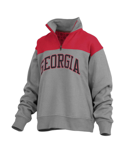 Shop Pressbox Women's  Gray Georgia Bulldogs Avon Fleece Quarter-zip Jacket