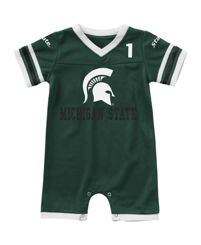 Colosseum Newborn And Infant Boys And Girls  Green Michigan State Spartans Bumpo Football Logo Romper In Green