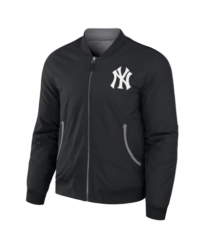 Shop Fanatics Men's Darius Rucker Collection By  Black, Gray New York Yankees Reversible Full-zip Bomber J In Black,gray