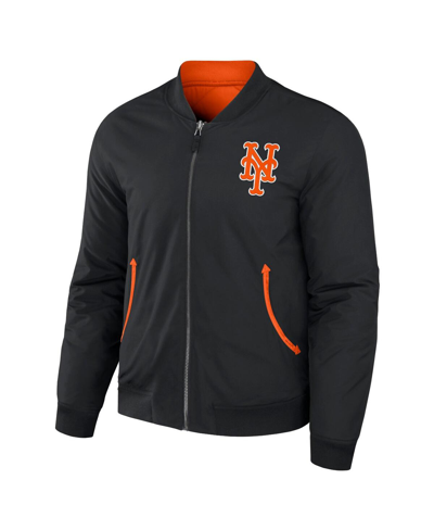 Fanatics Men's Darius Rucker Collection By  Black, Orange New York Mets Reversible Full-zip Bomber Ja In Black,orange