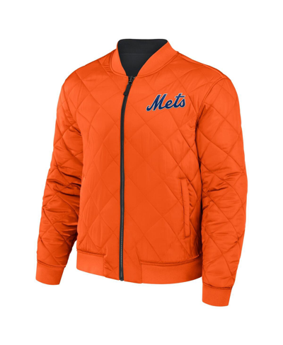 Fanatics Men's Darius Rucker Collection By  Black, Orange New York Mets Reversible Full-zip Bomber Ja In Black,orange