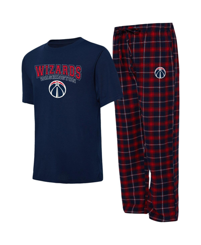 Shop College Concepts Men's  Navy, Red Washington Wizards Arctic T-shirt And Pajama Pants Sleep Set In Navy,red