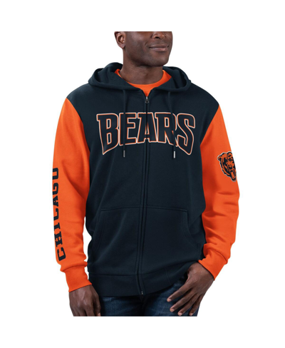 Shop G-iii Sports By Carl Banks Men's  Navy, Orange Chicago Bears T-shirt And Full-zip Hoodie Combo Set In Navy,orange