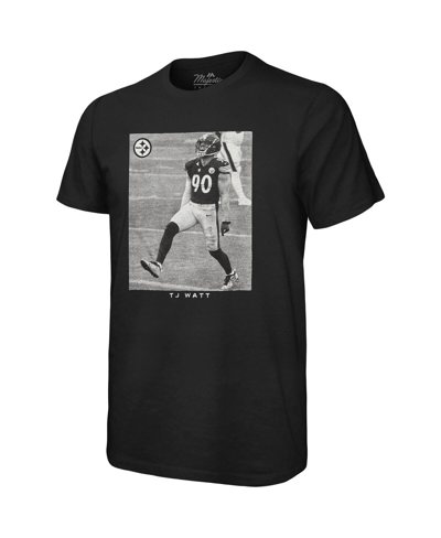Majestic Threads T.j. Watt Black Pittsburgh Steelers Oversized Player Image T-shirt In Black