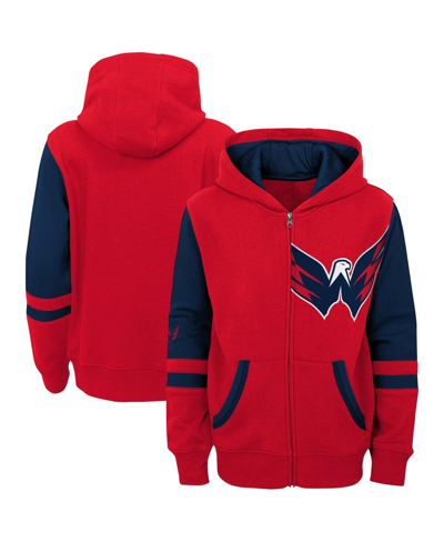 Shop Outerstuff Big Boys Red Washington Capitals Face Off Color Block Full-zip Hoodie