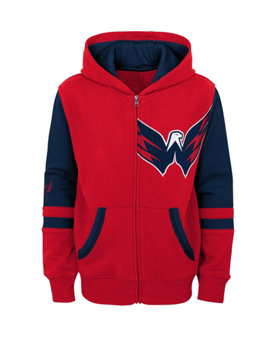 Outerstuff Youth Red Washington Capitals Face Off Color Block Full-zip Hoodie In Red