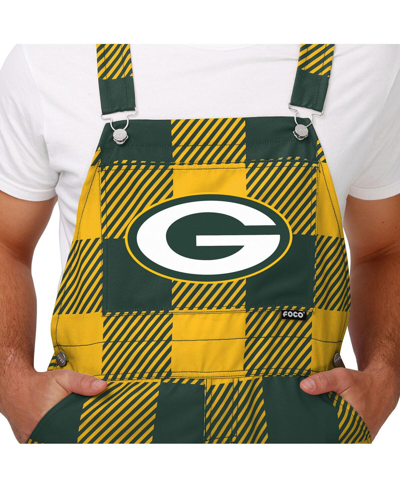 Shop Foco Men's  Green Green Bay Packers Big Logo Plaid Overalls