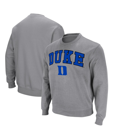 Colosseum Men's Duke Blue Devils Arch & Logo Pullover Sweatshirt In Heather Gray