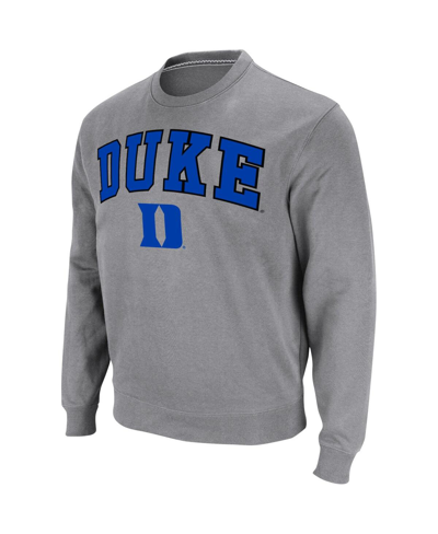 Shop Colosseum Men's  Heather Gray Duke Blue Devils Arch & Logo Pullover Sweatshirt