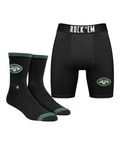 Shop Rock 'em Men's  Socks New York Jets Boxer Briefs And Socks Set In Black