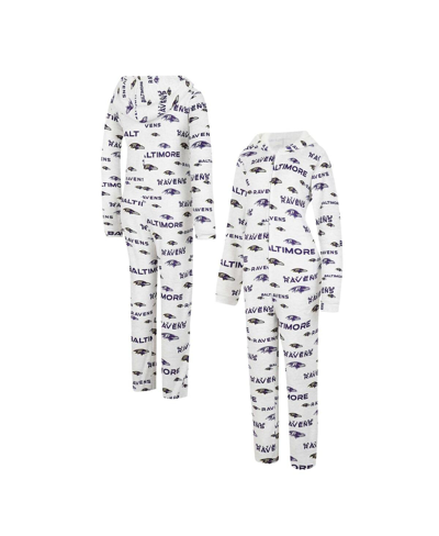 Concepts Sport Cream Baltimore Ravens Docket Hoodie Full-zip Union Suit In Cream