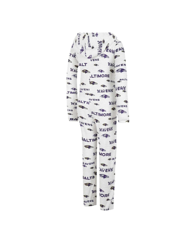 Concepts Sport Cream Baltimore Ravens Docket Hoodie Full-zip Union Suit In Cream